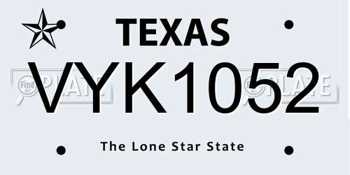 VYK1052 Texas License Plate