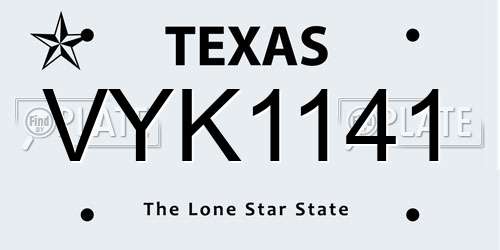VYK1141 Texas License Plate