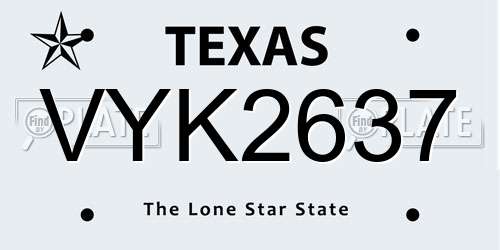 VYK2637 Texas License Plate