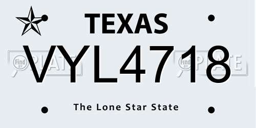 VYL4718 Texas License Plate