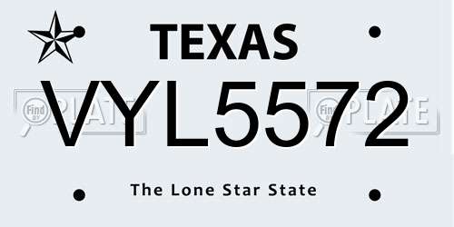 VYL5572 Texas License Plate