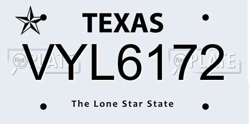 VYL6172 Texas License Plate