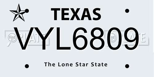 VYL6809 Texas License Plate