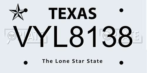VYL8138 Texas License Plate