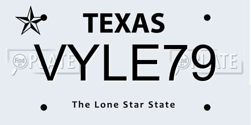 VYLE79 Texas License Plate