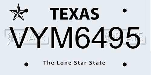 VYM6495 Texas License Plate
