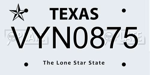 VYN0875 Texas License Plate