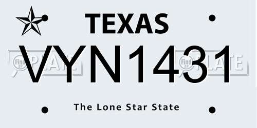 VYN1431 Texas License Plate