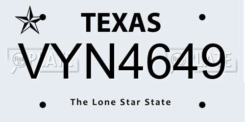 VYN4649 Texas License Plate