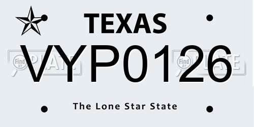 VYP0126 Texas License Plate