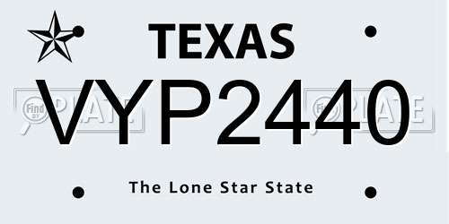 VYP2440 Texas License Plate