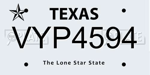 VYP4594 Texas License Plate