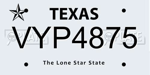 VYP4875 Texas License Plate