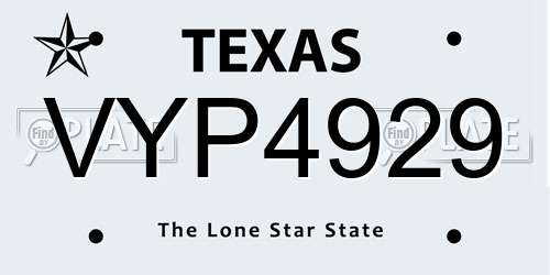 VYP4929 Texas License Plate