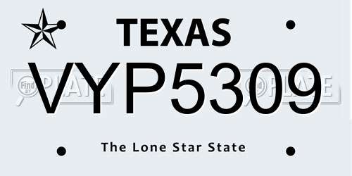 VYP5309 Texas License Plate