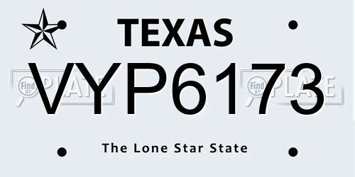 VYP6173 Texas License Plate