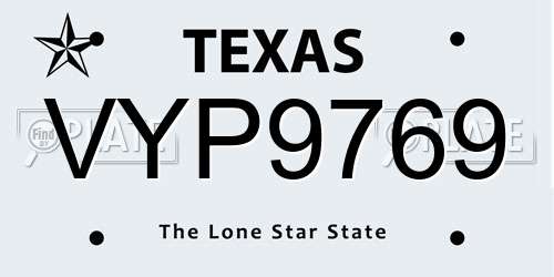 VYP9769 Texas License Plate