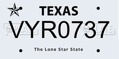 VYR0737 Texas License Plate