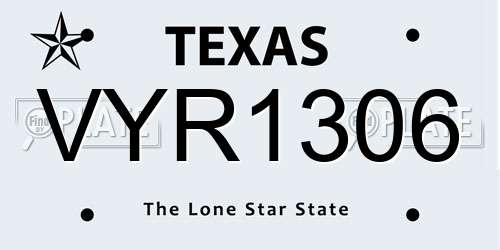 VYR1306 Texas License Plate