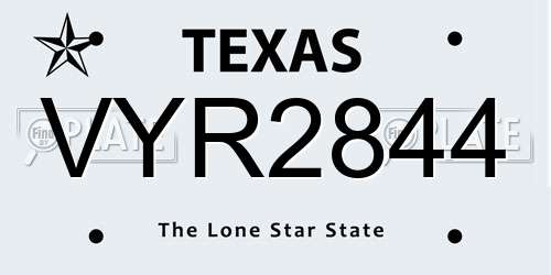 VYR2844 Texas License Plate