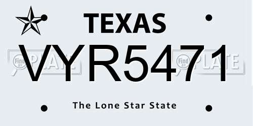 VYR5471 Texas License Plate
