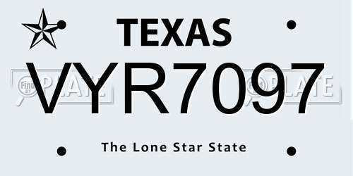 VYR7097 Texas License Plate