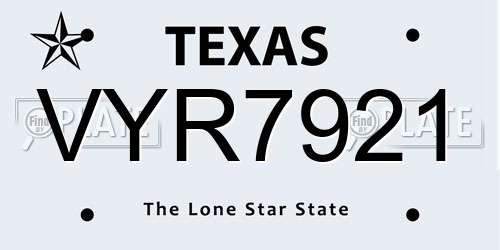 VYR7921 Texas License Plate