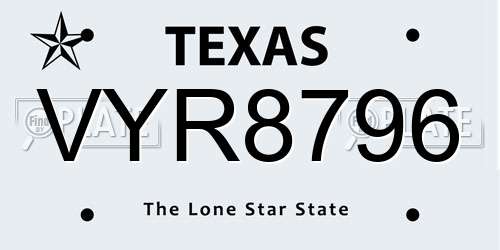 VYR8796 Texas License Plate