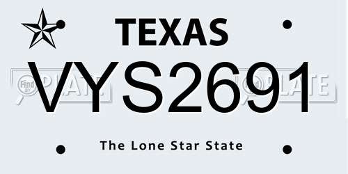 VYS2691 Texas License Plate