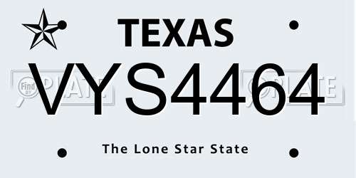 VYS4464 Texas License Plate