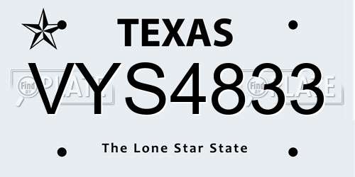 VYS4833 Texas License Plate