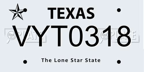 VYT0318 Texas License Plate