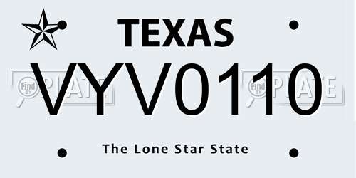 VYV0110 Texas License Plate