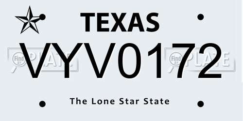 VYV0172 Texas License Plate