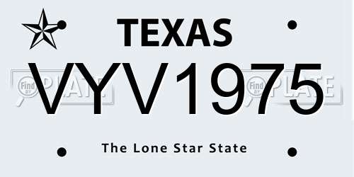 VYV1975 Texas License Plate