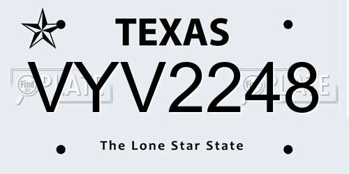 VYV2248 Texas License Plate