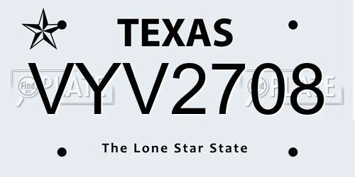 VYV2708 Texas License Plate