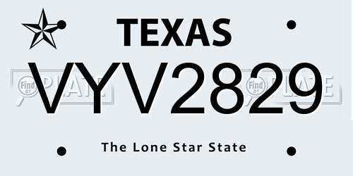 VYV2829 Texas License Plate