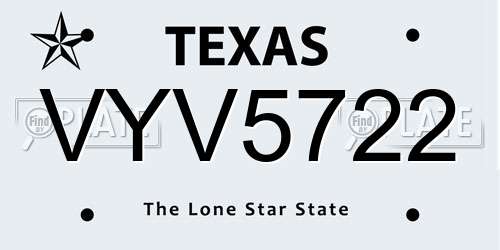 VYV5722 Texas License Plate