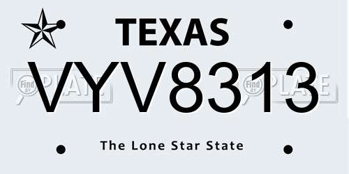 VYV8313 Texas License Plate