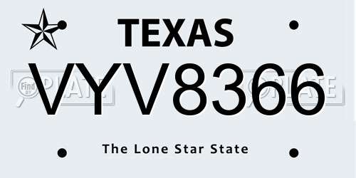 VYV8366 Texas License Plate