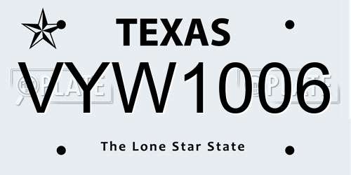 VYW1006 Texas License Plate