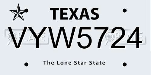 VYW5724 Texas License Plate