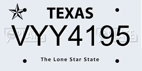 VYY4195 Texas License Plate