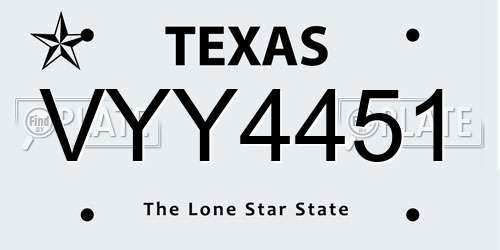 VYY4451 Texas License Plate