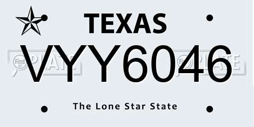 VYY6046 Texas License Plate