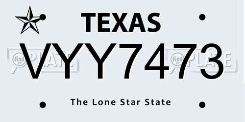 VYY7473 Texas License Plate