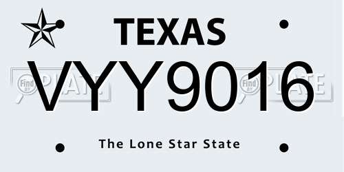 VYY9016 Texas License Plate