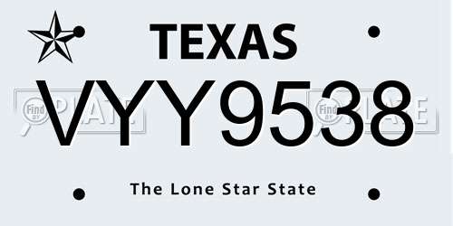 VYY9538 Texas License Plate