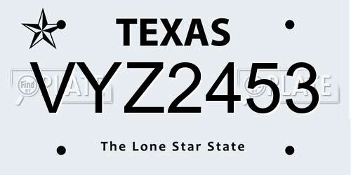 VYZ2453 Texas License Plate